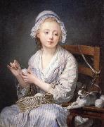 Jean-Baptiste Greuze The Wool winder painting